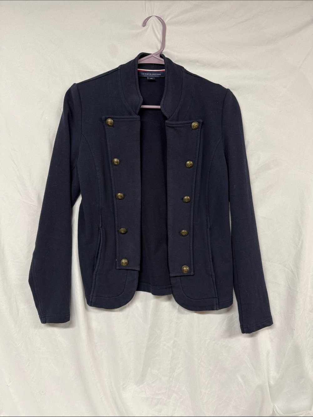 Tommy Hilfiger Black Double-Breasted Military Blazer